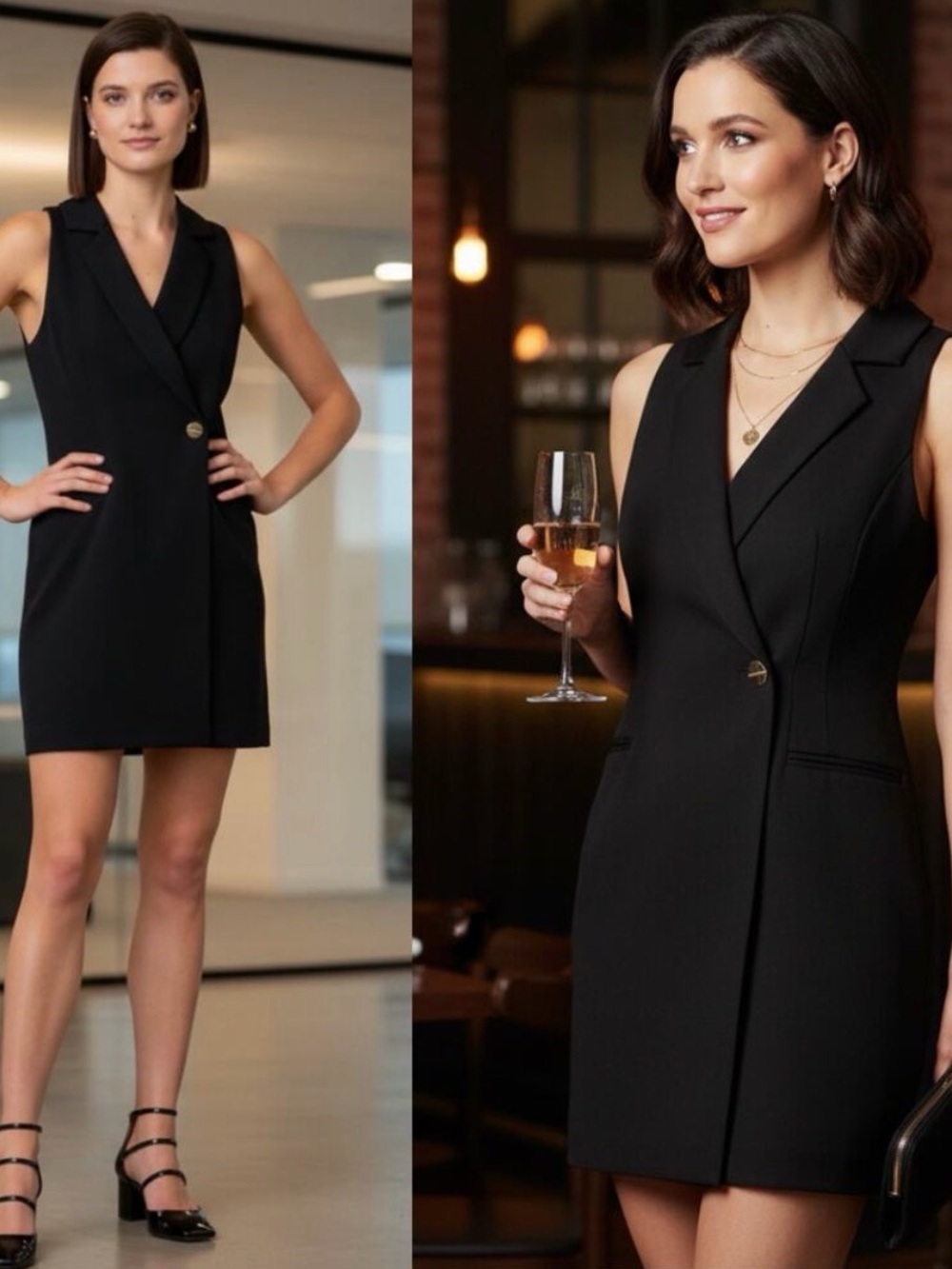 SPANX Black Sleeveless Blazer Mini Dress